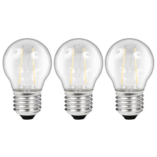 LED Filament Set McShine, 3x Tropfenlampe, E27, 2W, 200lm, warmweiß, klar