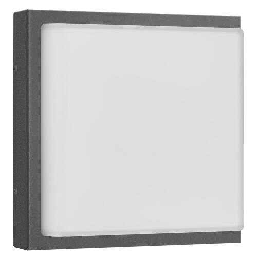 hochwertige Wandleuchte LCD 045 eckig 25x25cm graphit grau Aluguss Opalglas 2xE27 IP44