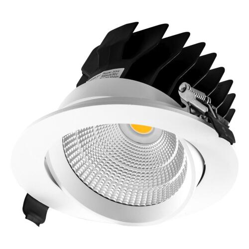 Gatto LED Deckeneinbauleuchte rund schwenkbar weiß 200-240V inkl. Netzgerät dimmbar Ø14cm 27 Watt 2800 Lumen