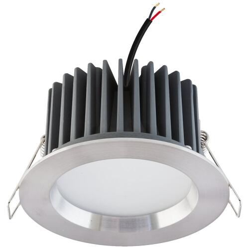 LED Deckeneinbauleuchte rund Edelstahl IP44 24V/DC 3000K warmweiß dimmbar 120° 11 Watt Ø10,5cm