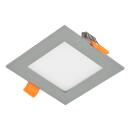 LED Einbaupanel silber quadratisch dimmbar IP20 8,5cm 5W 3000K warmweiß