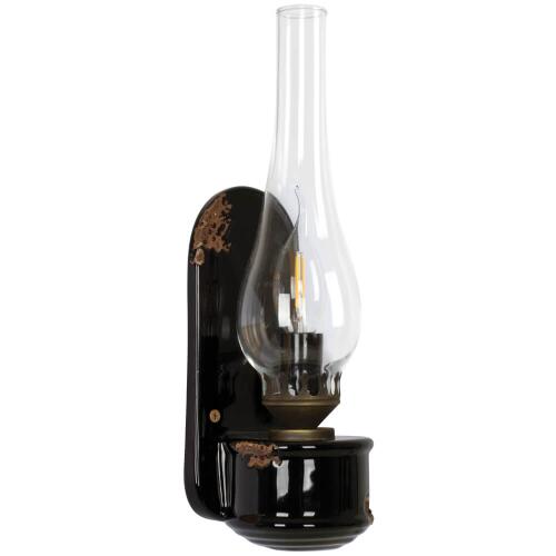 Retro Wandleuchte Öllampen-Design Keramik lackiert 1xE14 schwarz