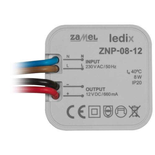LED-Netzteil, 12V/8W, IP20, LEDIX