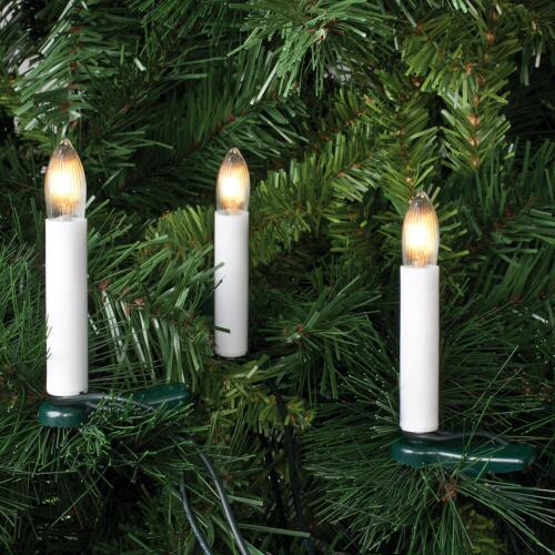 Weihnachtsbaumkette, 16 x E10/14V/3W klar/weiß grünes Kabel