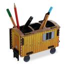 Bauwagen Stiftebox gelb aus Holz Schreibtisch Organizer