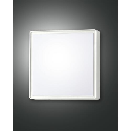 Fabas Luce Oban Deckenleuchte weiß eckig 24x24cm IP65 15W LED warmweiß 3205-61-102