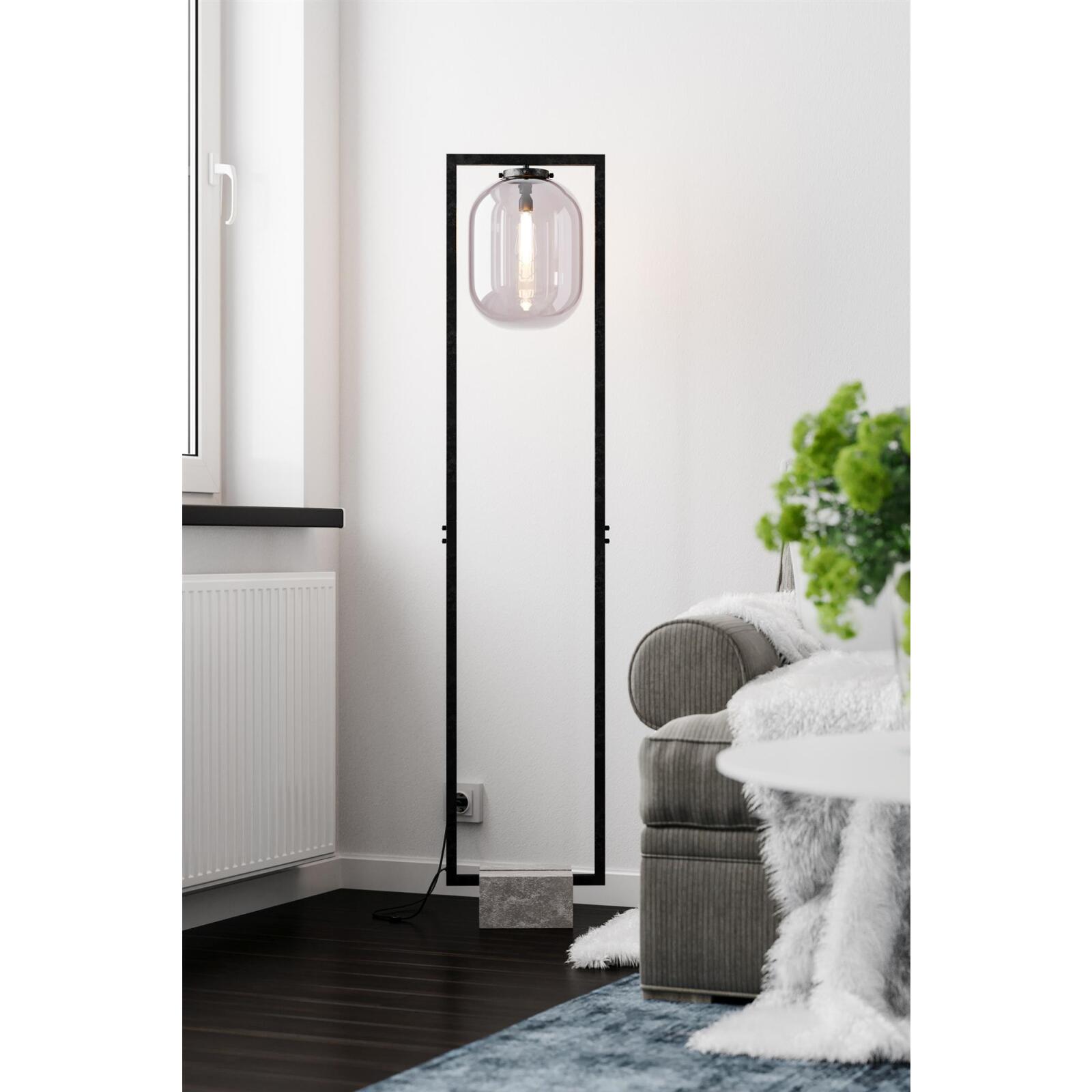 By Rydens Stehleuchte Dixton 150cm Höhe Metall schwarz Glasschirm rauchgrau  - Lampen & Leuchten Onlineshop