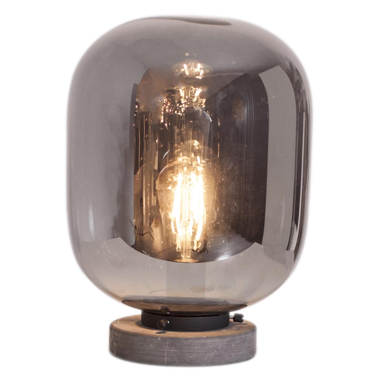By Rydens trendige Tischleuchte Leola Onlineshop Glasschirm 31cm Lampen - Höhe rauchgrau & Steinfuß Leuchten