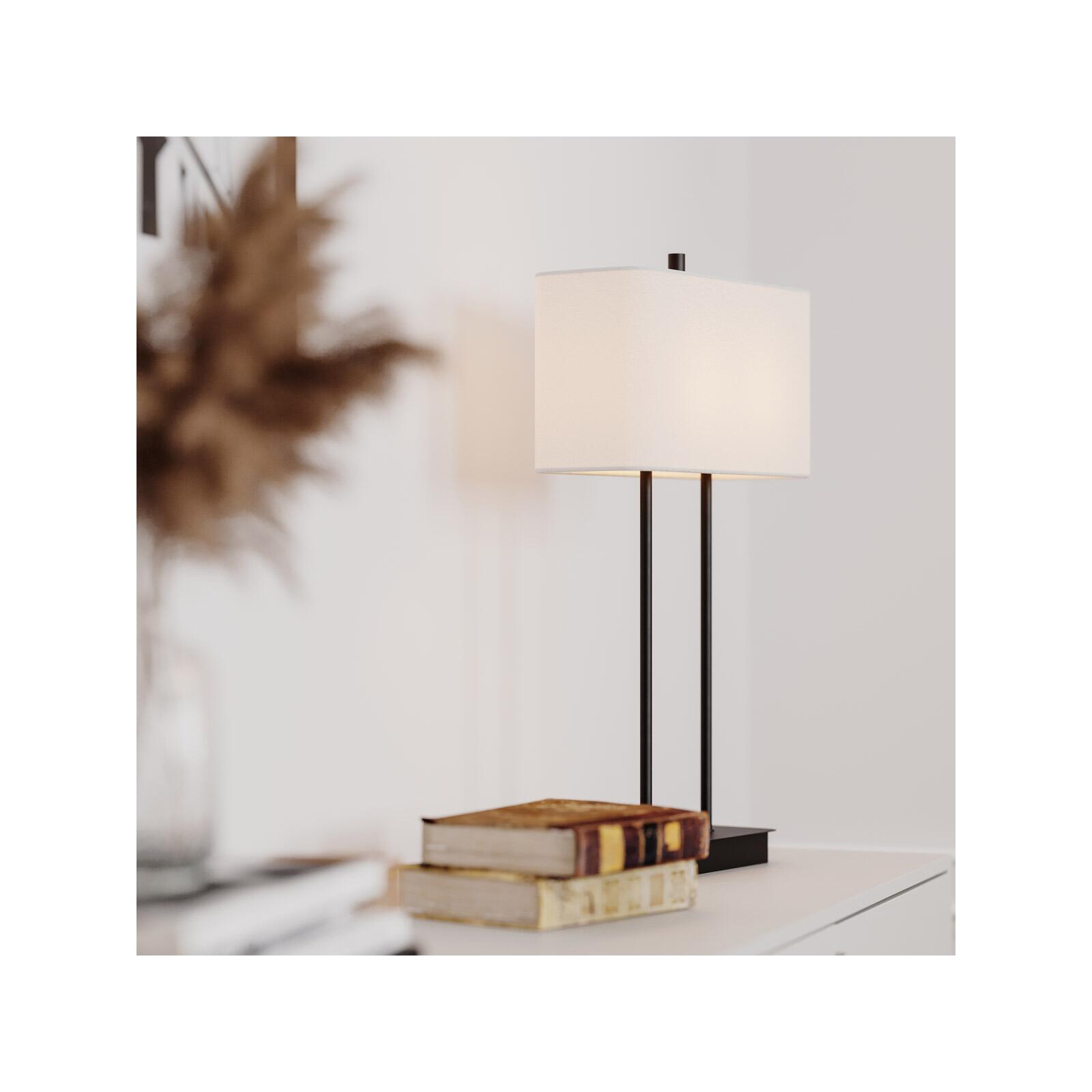 By & Luton Tischleuchte Onlineshop schwarz weiß eckig Leuchten H56cm - Textilschirm Lampen Rydens