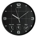 Unilux ON TIME Wanduhr schwarz für 4 Zeitzonen...