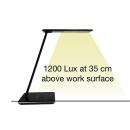 Unilux LINKA LED-Schreibtischleuchte schwarz, faltbar, dimmbar, USB, induktives Laden