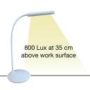 Unilux NELLY LED-Akkuleuchte weiß dimmbar, biegbarer Arm