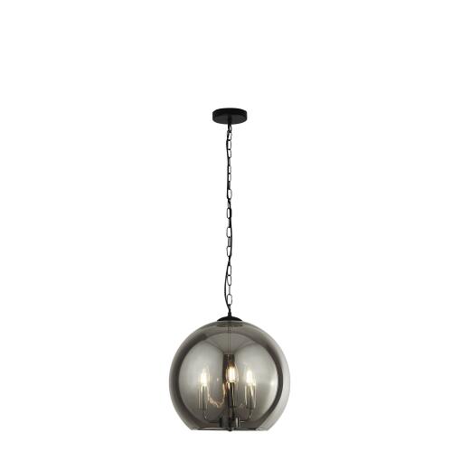 Sphere Glas Pendelleuchte 3-flammig rauchfarben schwarz/chrom 35cm