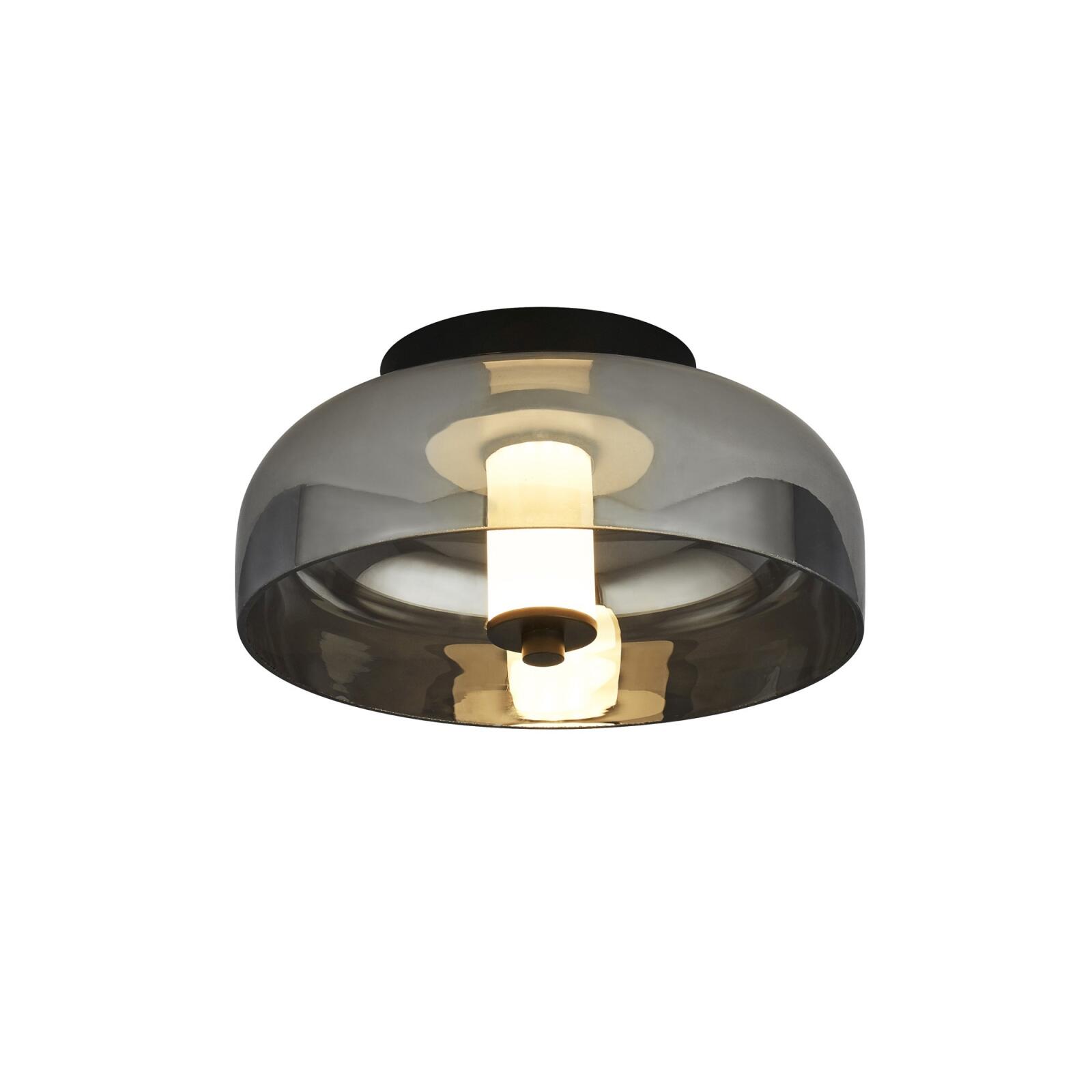 Frisbee LED Deckenleuchte mit grau - dimmbar Lichtschalter mit rauchglas 2700K & Glasschirm 10W Leu warmweiß Lampen 30cm