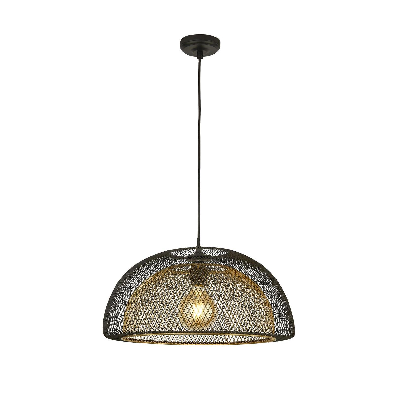 Honeycomb Pendelleuchte mit Doppelschirm Metall Gitter schwarz gold 45,5cm  E27 - Lampen & Leuchten Onlineshop