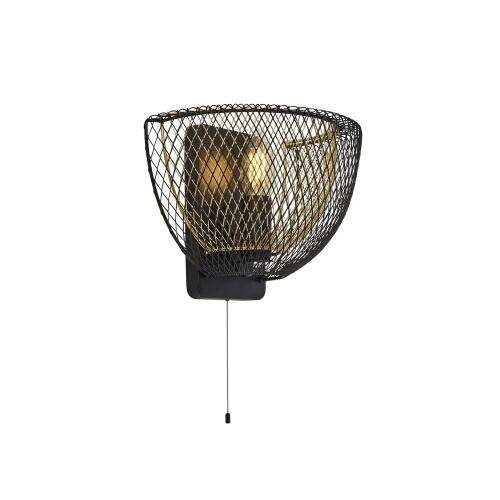 Honeycomb Wandleuchte mit Schalter Doppelschirm Metall Gitter schwarz gold E27