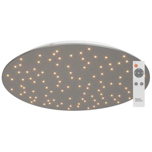 LED Deckenleuchte Panel Sparkle stahlfarben Sternenhimmel mit Fernbedienung rund, 48cm