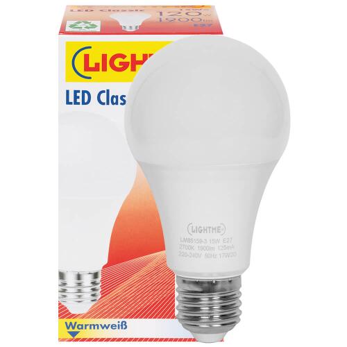 LED-Lampe, CLASSIC, AGL-Form, matt, E27/15W (120W), 1.900 lm, 2700K 320°