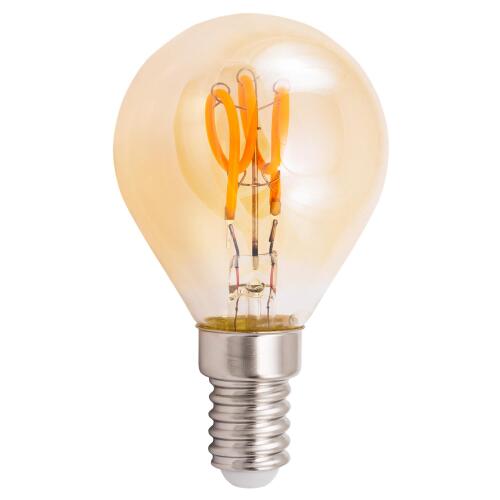 LED Filament Tropfenlampe McShine Retro E14, 1W, 90lm, warmweiß, goldenes Glas