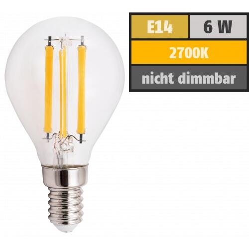 LED Filament Tropfenlampe McShine Filed, E14, 6W, 806 lm, warmweiß, klar