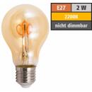 LED Filament Glühlampe McShine Retro E27, 2W, 160lm, warmweiß, goldenes Glas