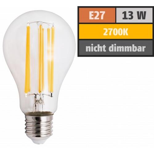 LED Filament Glühlampe McShine Filed, E27, 13W, 1800lm, warmweiß, klar